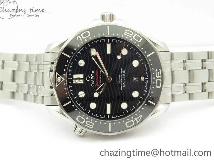 0417 2018 Seamaster Diver 300M OMF Best Edition Black Ceramic Black Dial on SS Bracelet A8800 (Black Balance Wheel) Breathable 7959